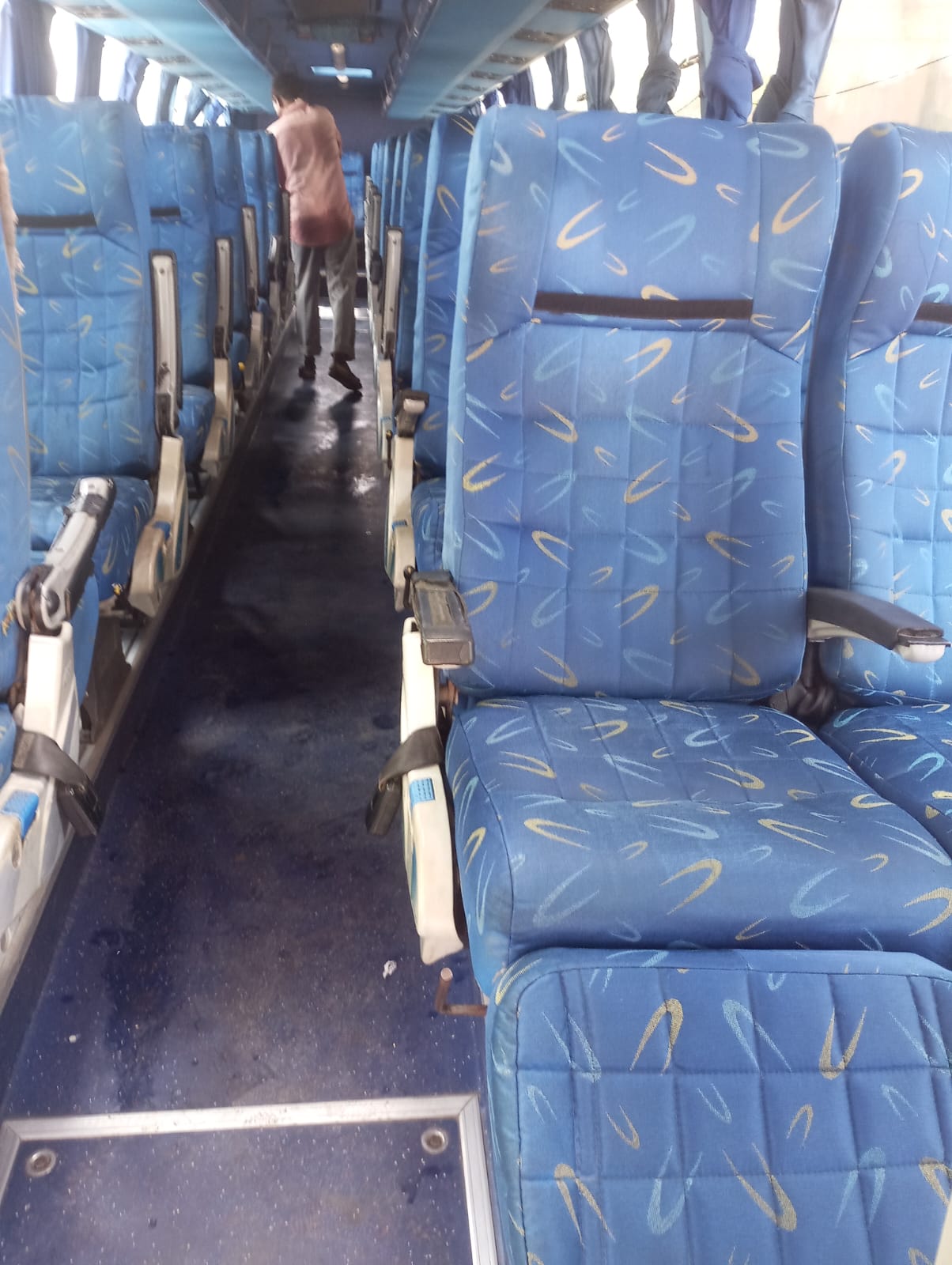 Tourist bus seat before   cleaning